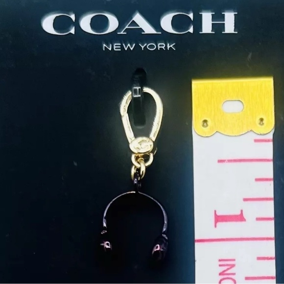 COACH Headphones Bronze/Purple Gold-Tone Necklace Bracelet Bag Charm with Pouch - Picture 8 of 8